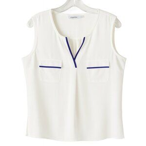 Calvin Klein Sleeveless V-Neck Popover Top XL – Off-White
